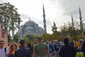Istanbul, Turkey, Ã¢â¬Å½October Ã¢â¬Å½5, Ã¢â¬Å½2014: Tourists at the entrance of Hagia Sophia. This 6th century iconic cathedral is in news